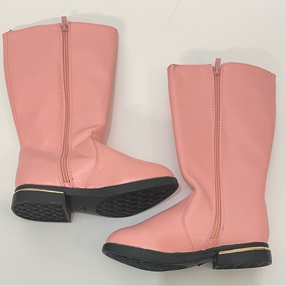 Kids Pink Bow Lace Riding Boots - Picture 2 of 8